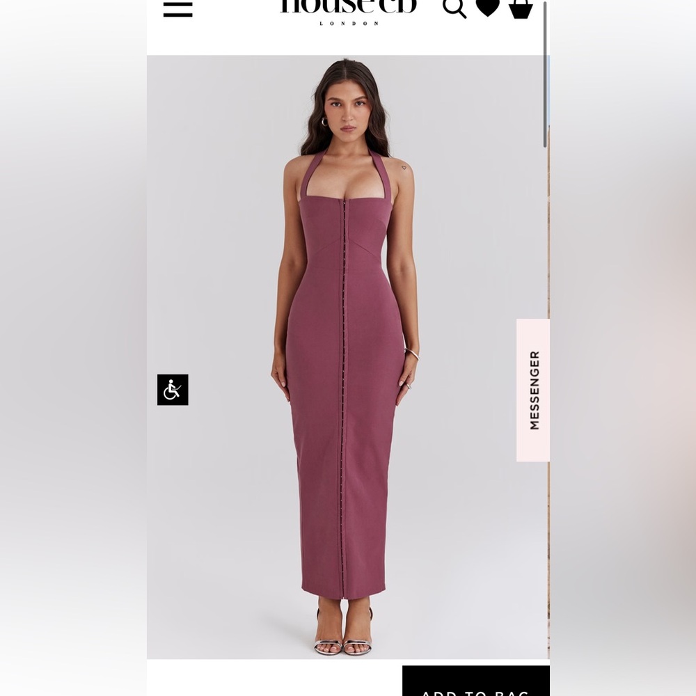 House of CB Mia dress - MULBERRY TWILL HALTER MAXI DRESS